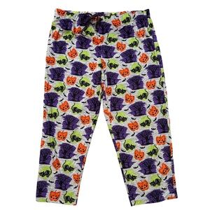 NWT Celebrate Womens Halloween Cat Pumpkin Fleece Pajama Lounge Pants 3X 22W-24W